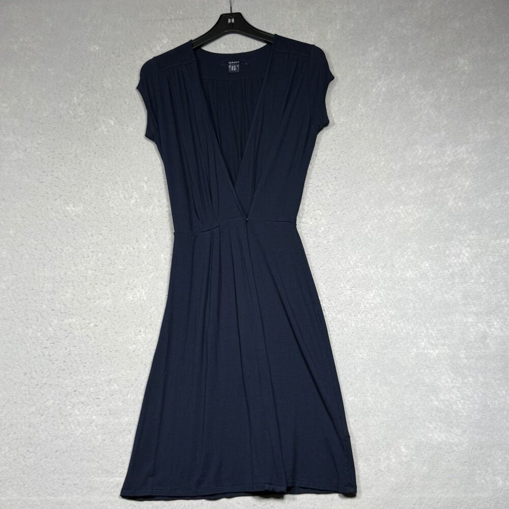 GANT Women V-Neck Wrap Dress Women’s Size 6 Navy Blue Short Sleeve